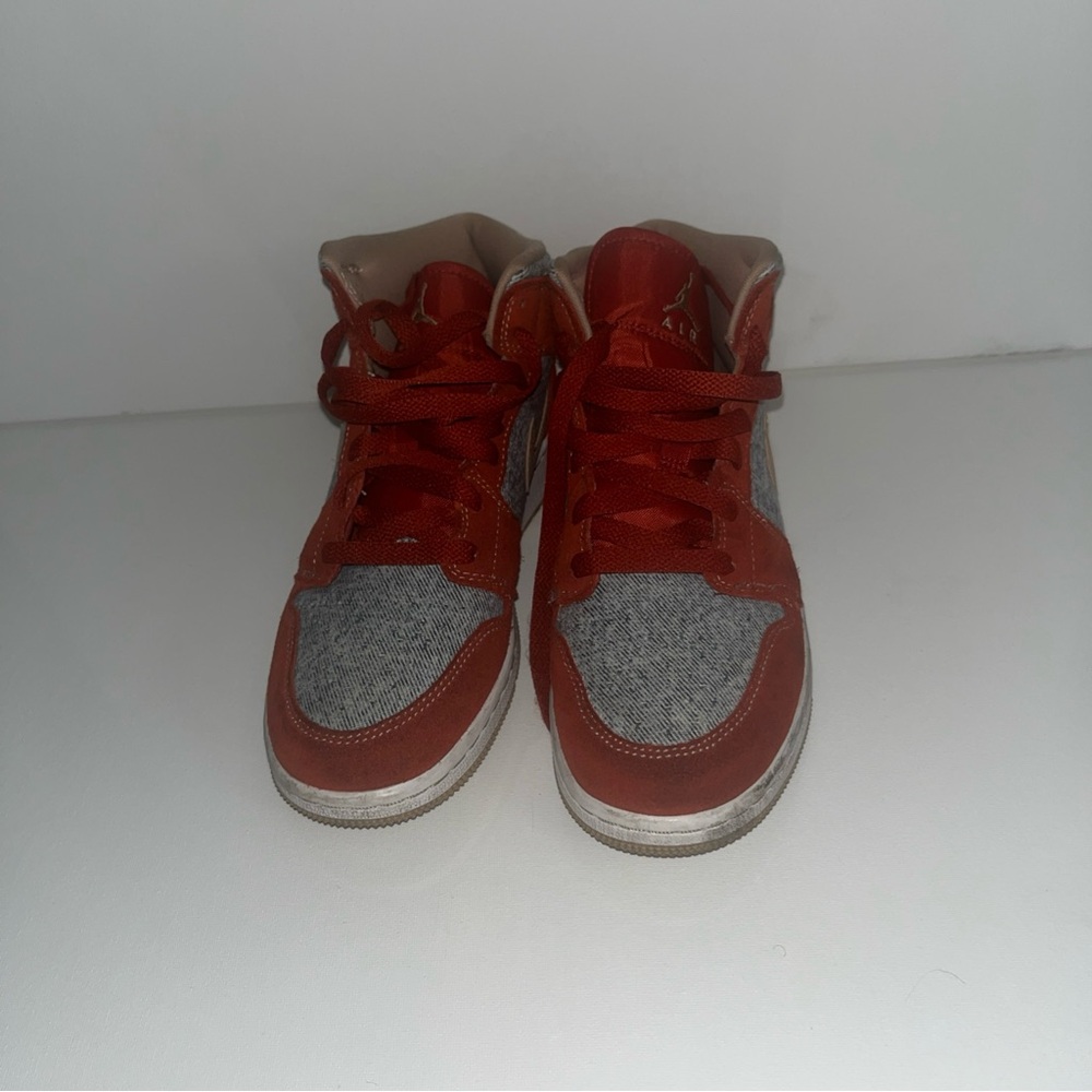 Jordan Red and Gray Sneakers with Classic Low-Top Design